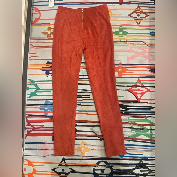 NWT Double Button Front Skinny Pants suede zipper in back
color rust brown - Picture 2 of 6